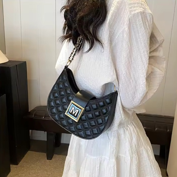 Handbags - NEW M Quilted Black Chain Crossbody Shoulder Bag